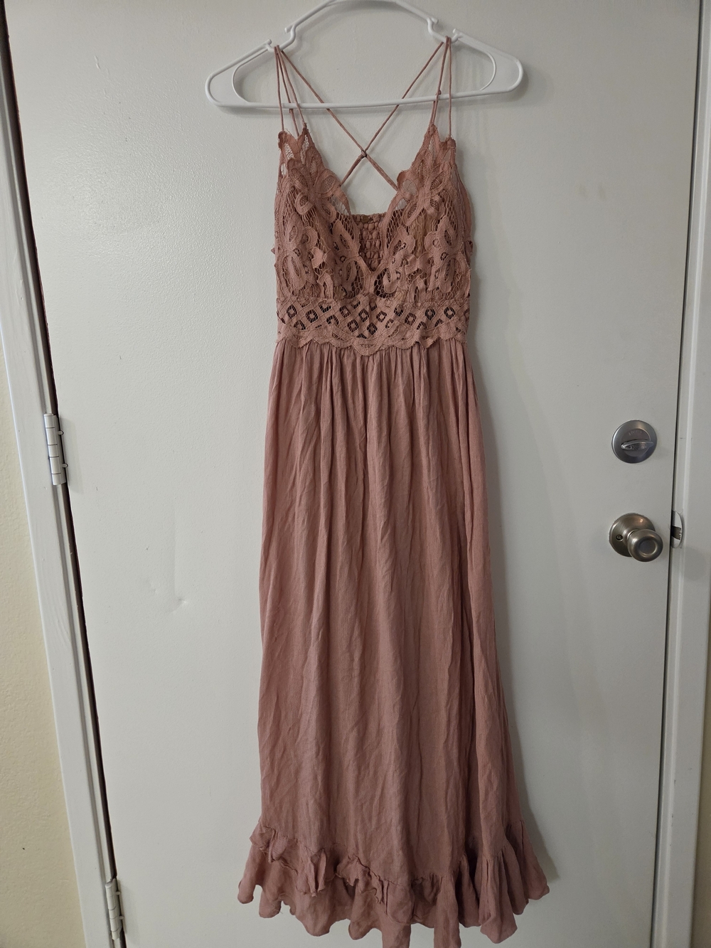 Free People Lace Bodice Strappy Maxi Dress - Dusty Rose